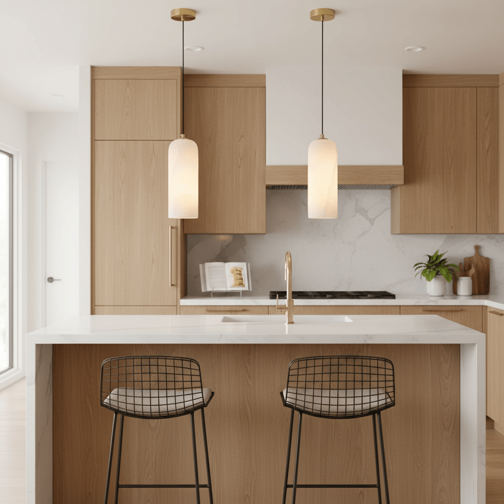 Alabasten Hanglamp met Gevlochten Snoer – Natuursteen Verlichting van Enkel Lichtpunt tot 21-Lichts Cluster – Mid-Century Modern Stijl Eetkamer Hanglamp met E12/E14 Fitting