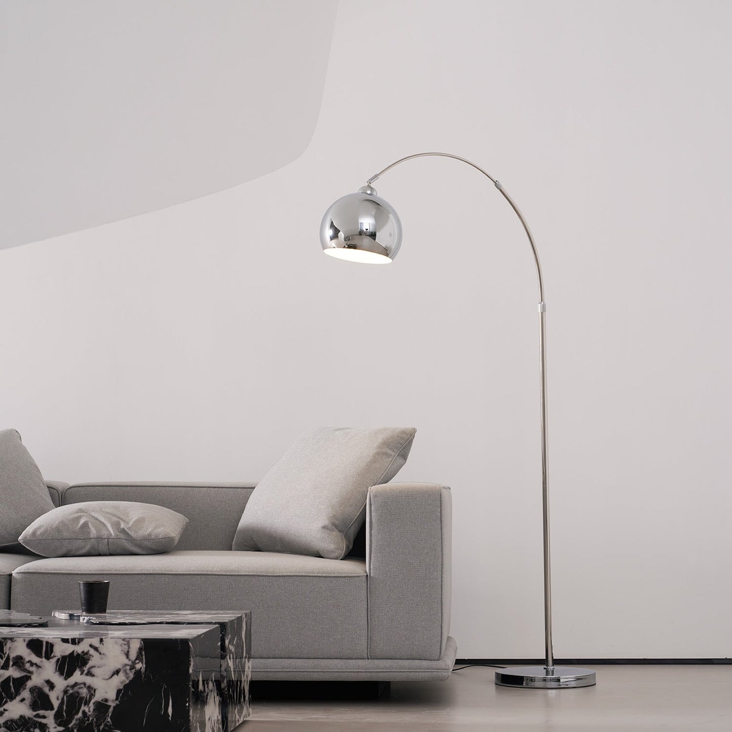 Verstelbare Vloerlamp Metaal Zwart Chroom Wit Telescopische Arm Leeslamp Modern Design