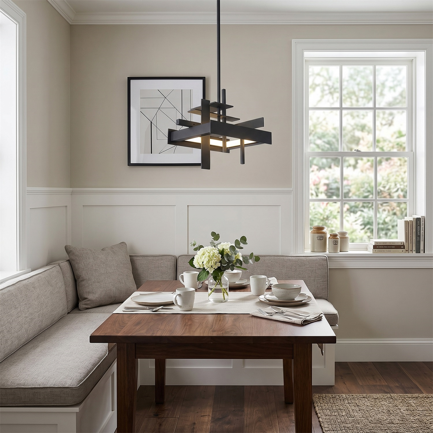 Planaire Hanglamp Zwart Metaal LED Geïntegreerd Modern Abstract Design Eettafel Verlichting
