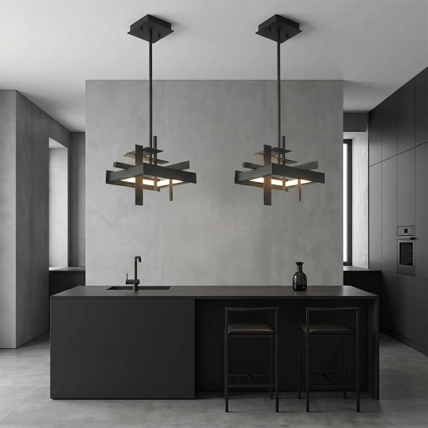 Planaire Hanglamp Zwart Metaal LED Geïntegreerd Modern Abstract Design Eettafel Verlichting