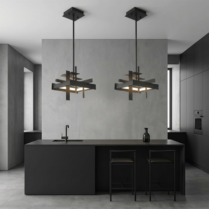 Planaire Hanglamp Zwart Metaal LED Geïntegreerd Modern Abstract Design Eettafel Verlichting