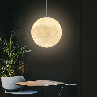 Maan Hanglamp – Realistische Textuur – 8 Maten Beschikbaar – Romantische Maanbol voor Slaapkamer Eetkamer Kinderkamer – Dimbaar Warm Licht – Schuine Plafondadapter Inbegrepen