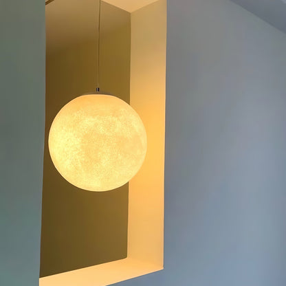 Maan Hanglamp – Realistische Textuur – 8 Maten Beschikbaar – Romantische Maanbol voor Slaapkamer Eetkamer Kinderkamer – Dimbaar Warm Licht – Schuine Plafondadapter Inbegrepen