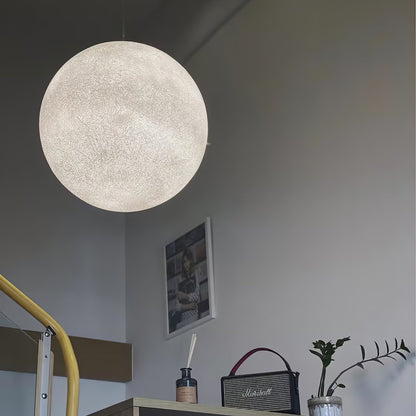 Maan Hanglamp – Realistische Textuur – 8 Maten Beschikbaar – Romantische Maanbol voor Slaapkamer Eetkamer Kinderkamer – Dimbaar Warm Licht – Schuine Plafondadapter Inbegrepen