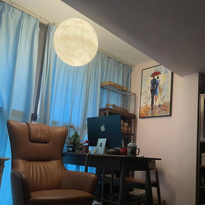 Maan Hanglamp – Realistische Textuur – 8 Maten Beschikbaar – Romantische Maanbol voor Slaapkamer Eetkamer Kinderkamer – Dimbaar Warm Licht – Schuine Plafondadapter Inbegrepen