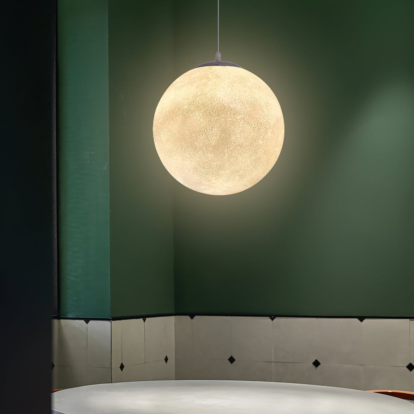Maan Hanglamp – Realistische Textuur – 8 Maten Beschikbaar – Romantische Maanbol voor Slaapkamer Eetkamer Kinderkamer – Dimbaar Warm Licht – Schuine Plafondadapter Inbegrepen