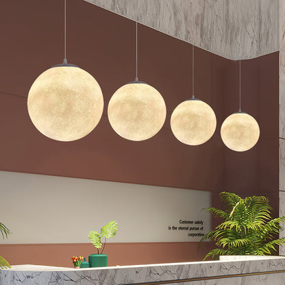 Maan Hanglamp – Realistische Textuur – 8 Maten Beschikbaar – Romantische Maanbol voor Slaapkamer Eetkamer Kinderkamer – Dimbaar Warm Licht – Schuine Plafondadapter Inbegrepen