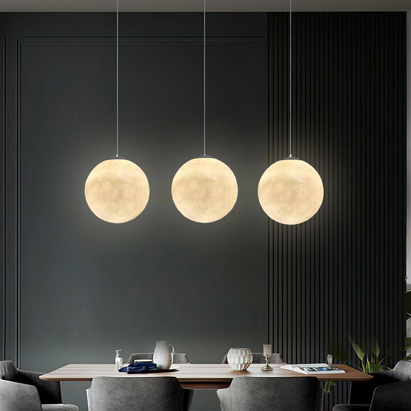 Maan Hanglamp – Realistische Textuur – 8 Maten Beschikbaar – Romantische Maanbol voor Slaapkamer Eetkamer Kinderkamer – Dimbaar Warm Licht – Schuine Plafondadapter Inbegrepen