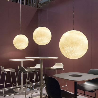 Maan Hanglamp – Realistische Textuur – 8 Maten Beschikbaar – Romantische Maanbol voor Slaapkamer Eetkamer Kinderkamer – Dimbaar Warm Licht – Schuine Plafondadapter Inbegrepen
