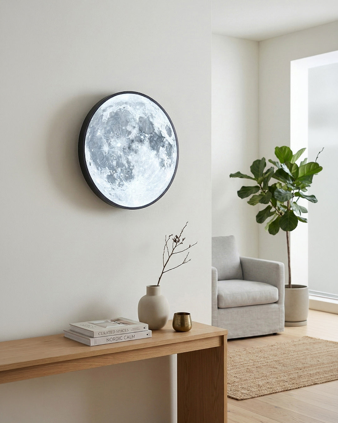 Maan Wandlamp – Textuurbol met Sfeerverlichting in 6 Maten