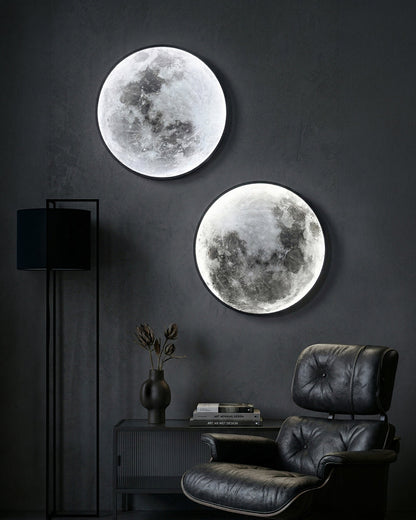 Maan Wandlamp – Textuurbol met Sfeerverlichting in 6 Maten