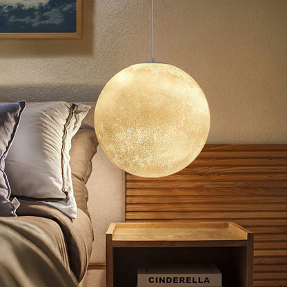 Maan Hanglamp – Realistische Textuur – 8 Maten Beschikbaar – Romantische Maanbol voor Slaapkamer Eetkamer Kinderkamer – Dimbaar Warm Licht – Schuine Plafondadapter Inbegrepen