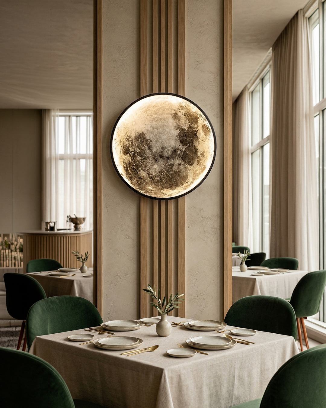 Maan Wandlamp – Textuurbol met Sfeerverlichting in 6 Maten