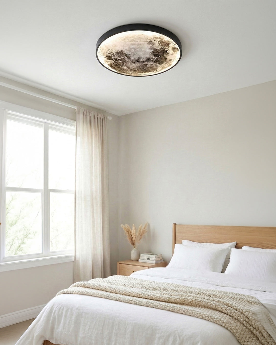 Maan Wandlamp – Textuurbol met Sfeerverlichting in 6 Maten