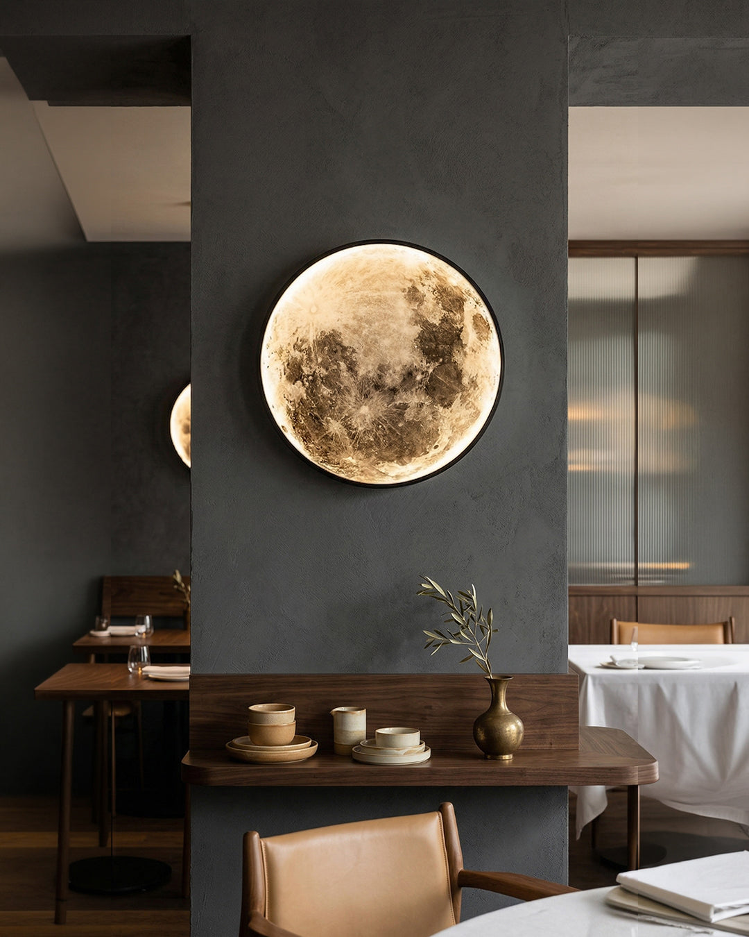 Maan Wandlamp – Textuurbol met Sfeerverlichting in 6 Maten