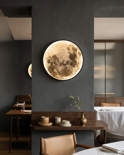 Maan Wandlamp – Textuurbol met Sfeerverlichting in 6 Maten