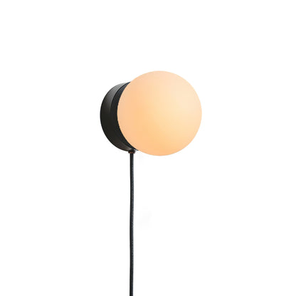 Wandlamp Plug-In Glas & IJzer Zwart Wit Sfeerlicht Slaapkamer Gang