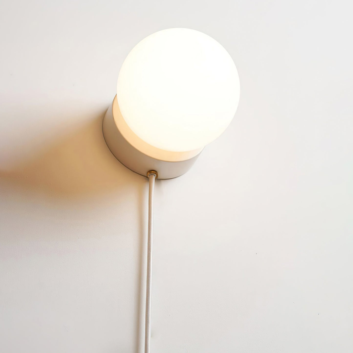 Wandlamp Plug-In Glas & IJzer Zwart Wit Sfeerlicht Slaapkamer Gang