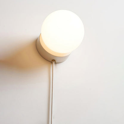 Wandlamp Plug-In Glas & IJzer Zwart Wit Sfeerlicht Slaapkamer Gang