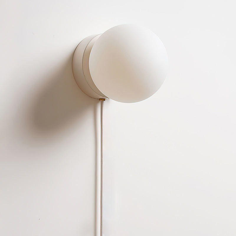 Wandlamp Plug-In Glas & IJzer Zwart Wit Sfeerlicht Slaapkamer Gang