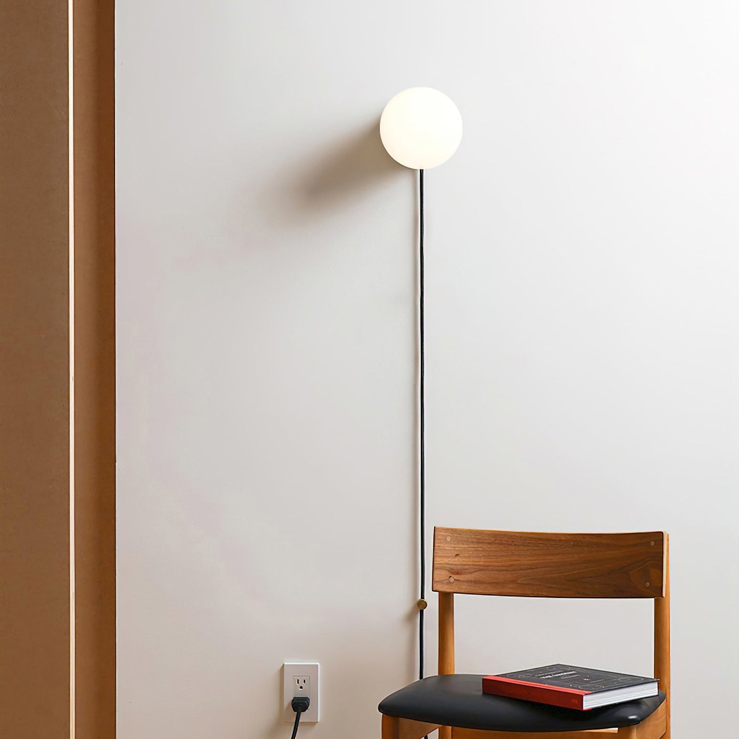 Wandlamp Plug-In Glas & IJzer Zwart Wit Sfeerlicht Slaapkamer Gang