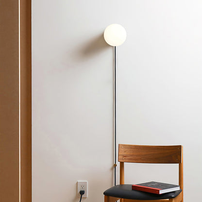 Wandlamp Plug-In Glas & IJzer Zwart Wit Sfeerlicht Slaapkamer Gang