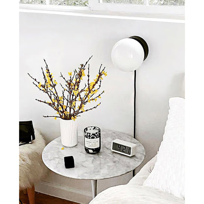 Wandlamp Plug-In Glas & IJzer Zwart Wit Sfeerlicht Slaapkamer Gang