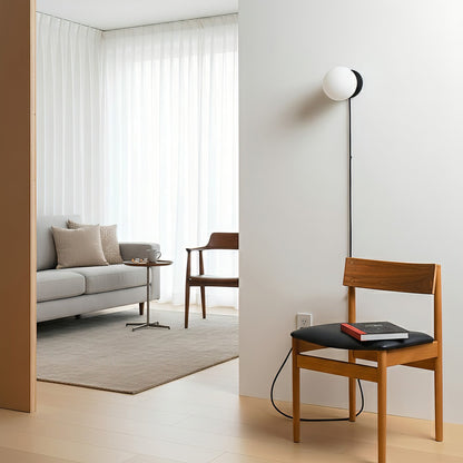 Wandlamp Plug-In Glas & IJzer Zwart Wit Sfeerlicht Slaapkamer Gang