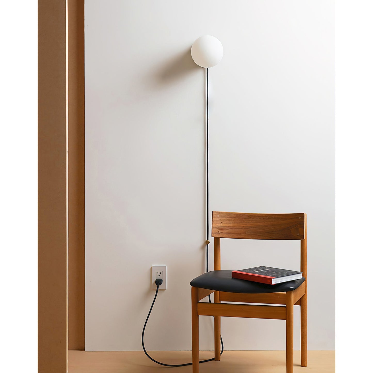 Wandlamp Plug-In Glas & IJzer Zwart Wit Sfeerlicht Slaapkamer Gang