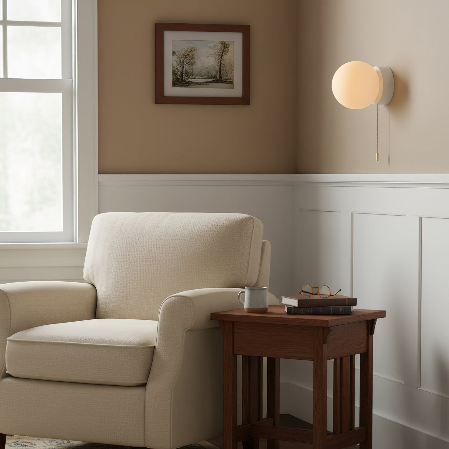 Glazen Wandlamp Scandinavisch Design met Ronde Bolkap Wit Glas G9 Fitting Compact & Modern Sfeervol voor Slaapkamer Hal