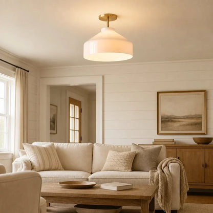 Minimalistisch Plafondlamp Mat Metaal Scandinavisch Design Beige Smokey Grijs