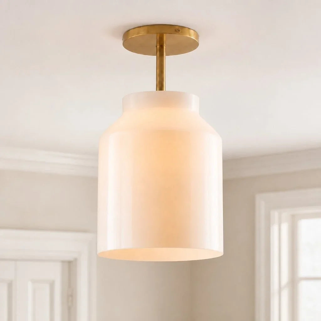 Minimalistisch Plafondlamp Mat Metaal Scandinavisch Design Beige Smokey Grijs