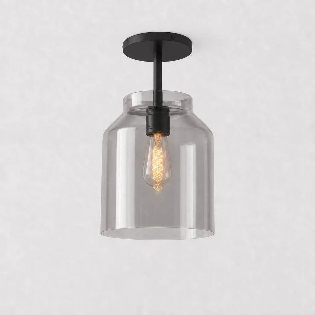 Minimalistisch Plafondlamp Mat Metaal Scandinavisch Design Beige Smokey Grijs