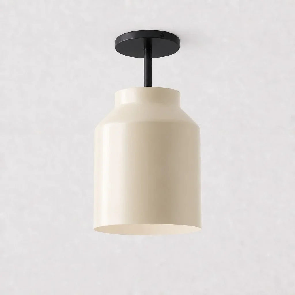 Minimalistisch Plafondlamp Mat Metaal Scandinavisch Design Beige Smokey Grijs