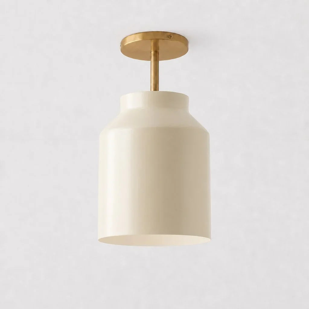 Minimalistisch Plafondlamp Mat Metaal Scandinavisch Design Beige Smokey Grijs
