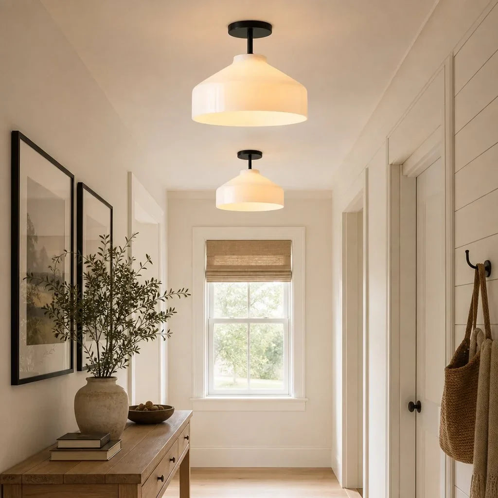 Minimalistisch Plafondlamp Mat Metaal Scandinavisch Design Beige Smokey Grijs