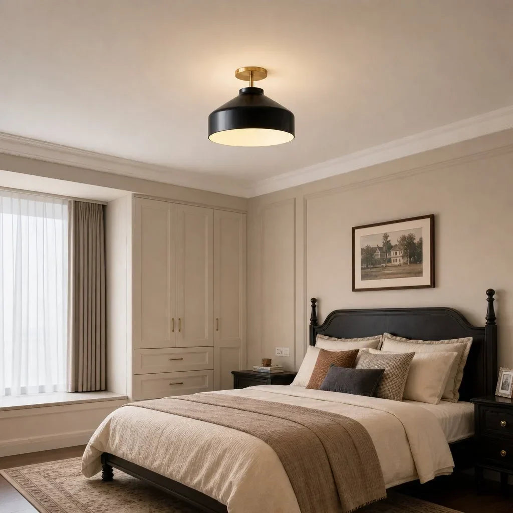Minimalistisch Plafondlamp Mat Metaal Scandinavisch Design Beige Smokey Grijs