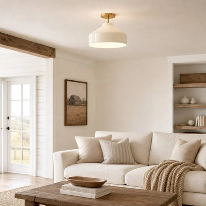 Minimalistisch Plafondlamp Mat Metaal Scandinavisch Design Beige Smokey Grijs