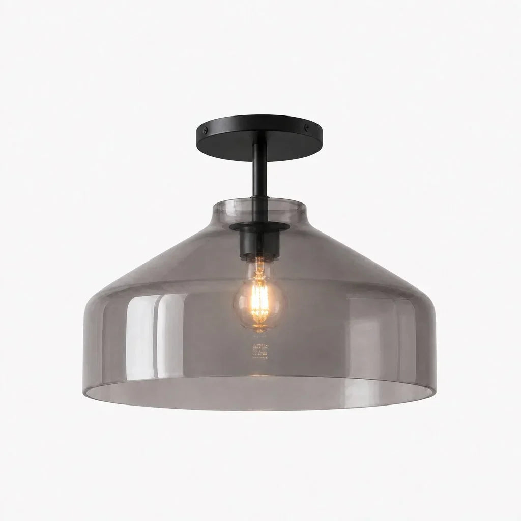 Minimalistisch Plafondlamp Mat Metaal Scandinavisch Design Beige Smokey Grijs