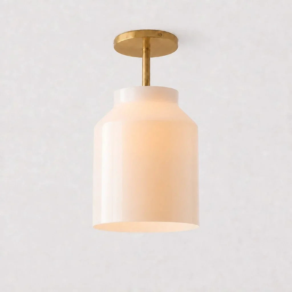 Minimalistisch Plafondlamp Mat Metaal Scandinavisch Design Beige Smokey Grijs