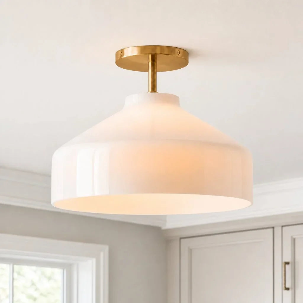 Minimalistisch Plafondlamp Mat Metaal Scandinavisch Design Beige Smokey Grijs
