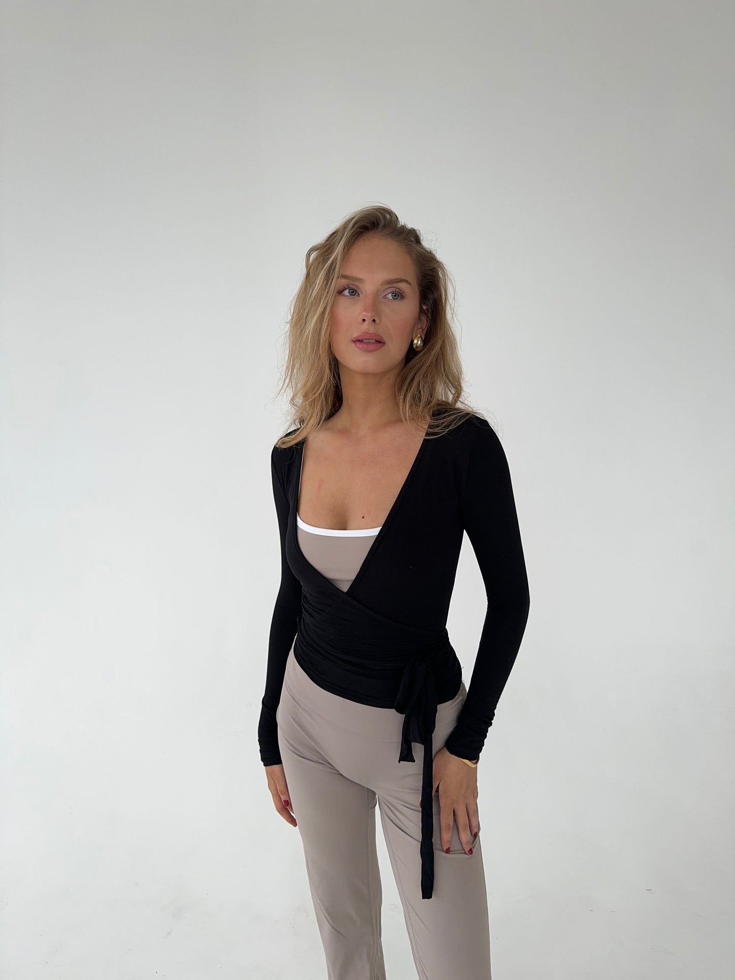 Zwarte Lange Mouw Top voor Vrouw