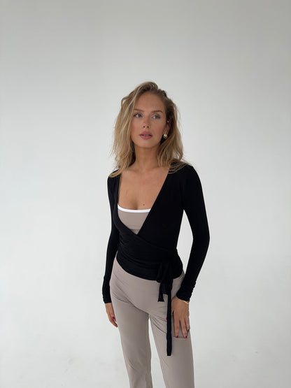 Zwarte Lange Mouw Top voor Vrouw