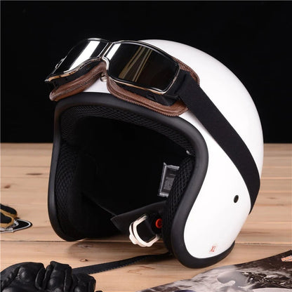 Retro Motorradbril met UV-Bescherming Verstelbaar Zwart Khaki voor Motor Scooter Oldtimer Rijden