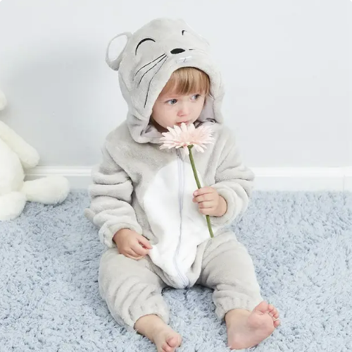Baby Onesie Dierenpakje Panda Dinosaurus Tijger Muis – Zachte Fleece Jumpsuit Babykleding Romper 0-4 Jaar