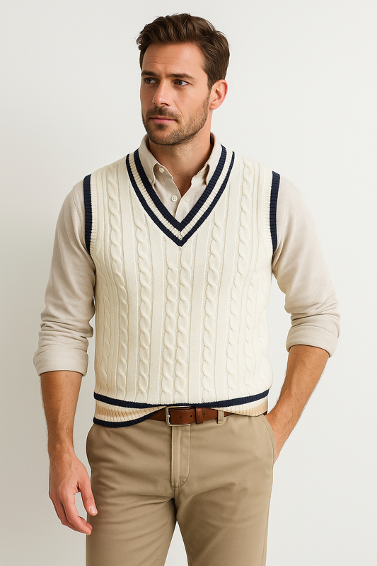 Dames Vest Mouwloos Kabelbrei V-hals - StudioMarella