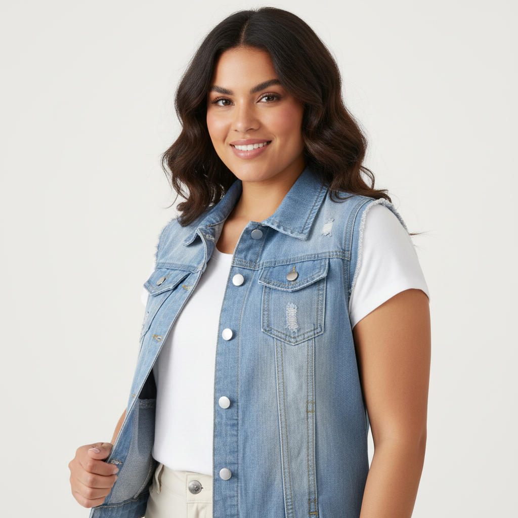Mouwloos Denim Vest Dames | Casual Mode 1