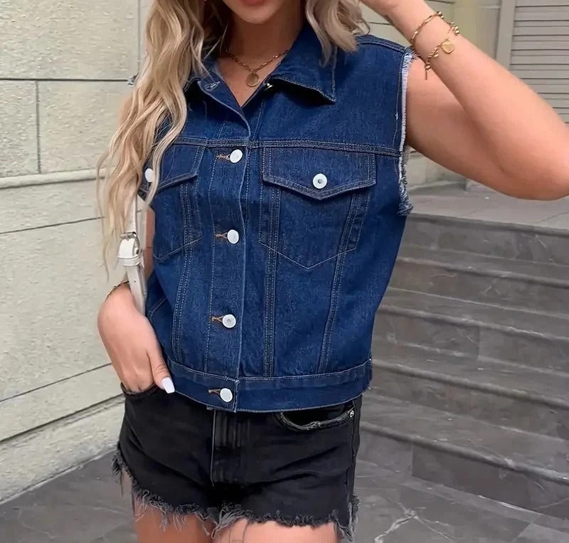 Mouwloos Denim Vest Dames | Casual Mode 5