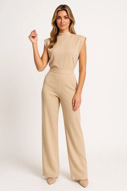 Luxe Satijn Jumpsuit Zonder Mouwen Wijd Model - StudioMarella