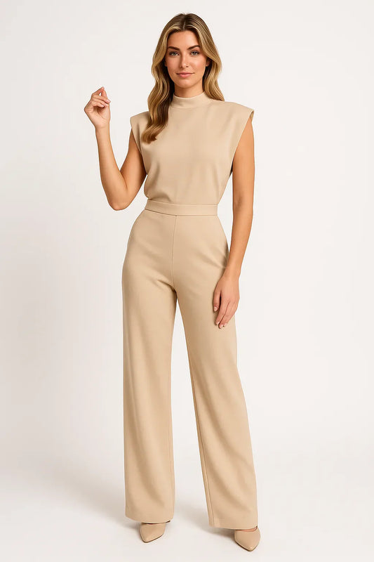 Luxe Satijn Jumpsuit Zonder Mouwen Wijd Model - StudioMarella